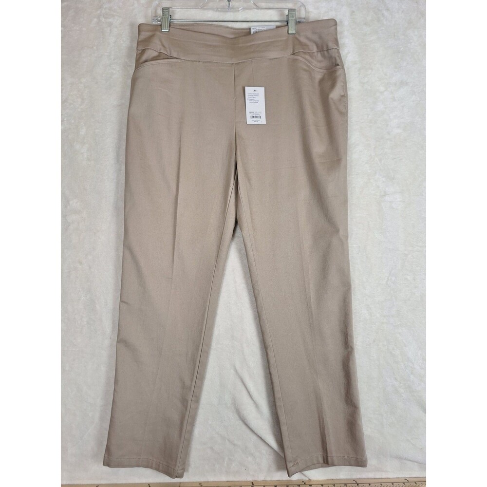 Croft & Barrow Womens 16P Effortless Stretch Pants Beige 36x28 Mid Rise Straight